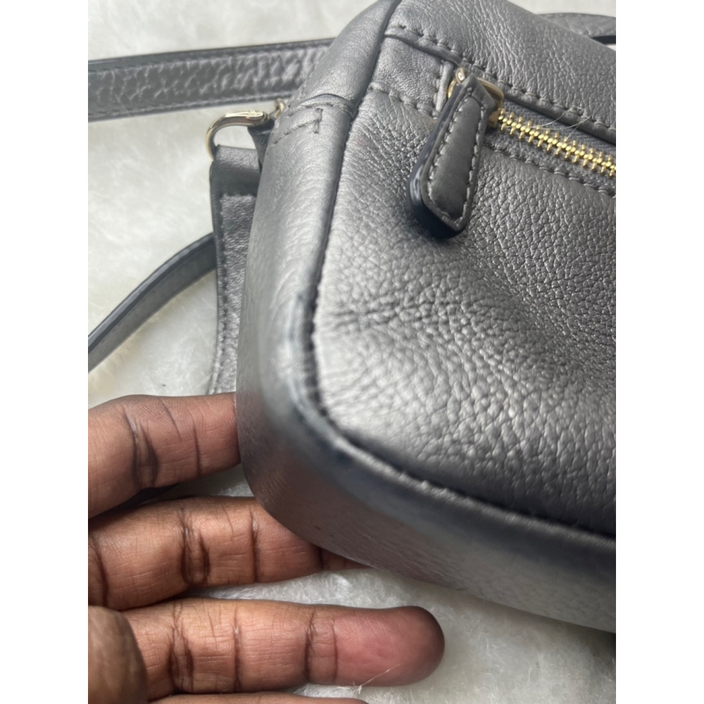 Diane Von Furstenberg Milo Mini Metallic Gray Crossbody Purse - Picture 8 of 13